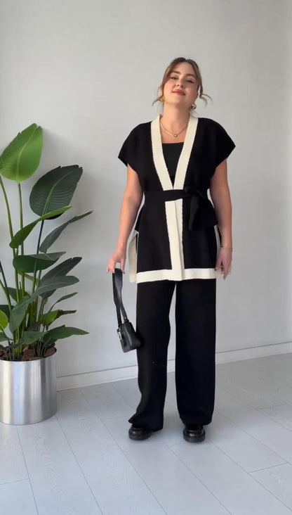 Ensemble 3 pièces élégant – Pantalon, Cumono & Cinture