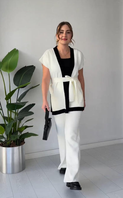 Ensemble 3 pièces élégant – Pantalon, Cumono & Cinture