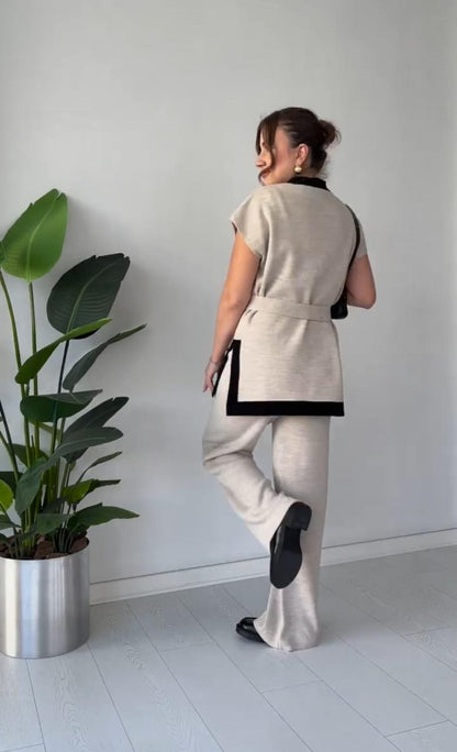 Ensemble 3 pièces élégant – Pantalon, Cumono & Cinture