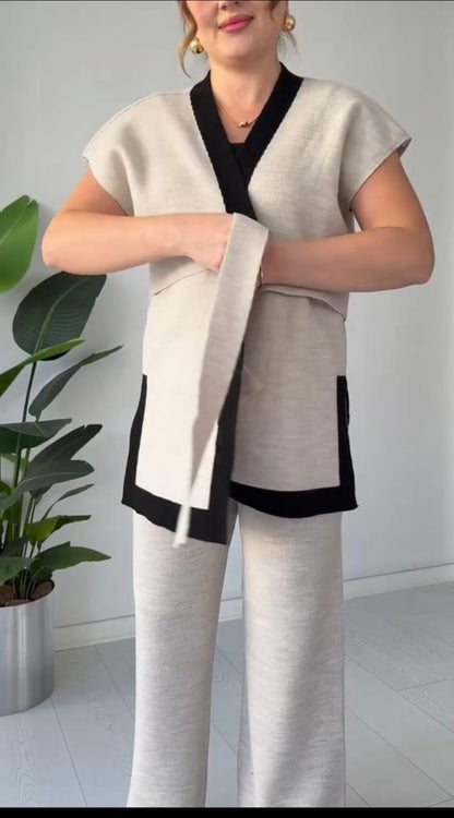 Ensemble 3 pièces élégant – Pantalon, Cumono & Cinture