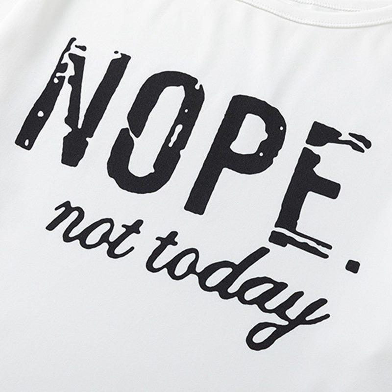 Ensemble haut à manches longues et pantalon à épaules dénudées pour femme – Tenue décontractée à imprimé « NOPE Not Today » pour le printemps et l'automne