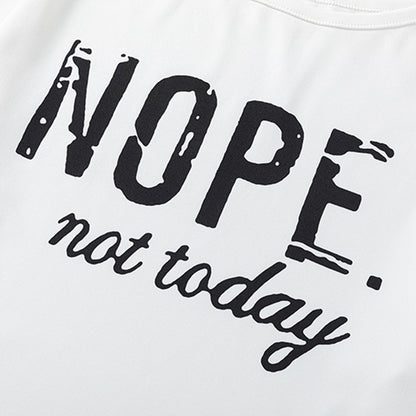 Ensemble haut à manches longues et pantalon à épaules dénudées pour femme – Tenue décontractée à imprimé « NOPE Not Today » pour le printemps et l'automne