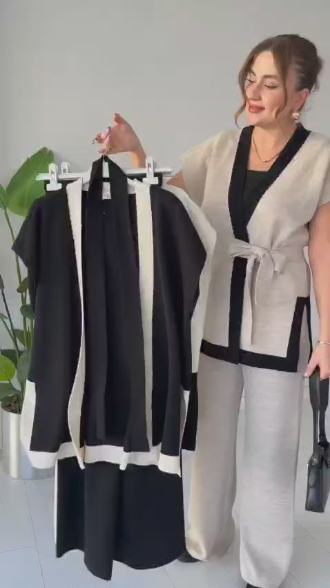 Ensemble 3 pièces élégant – Pantalon, Cumono & Cinture